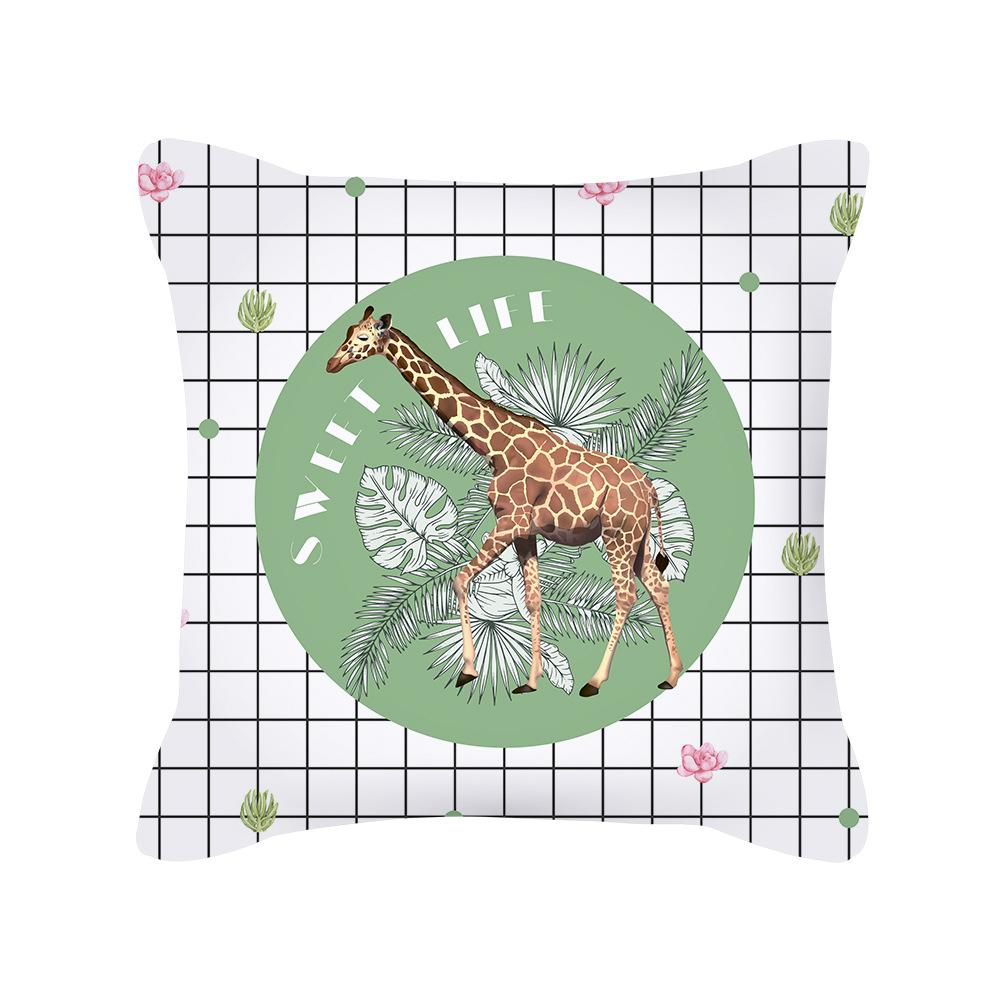 Small Fresh Peach Skin Pillowcase Nordic Summer Green Plant Cushion Pillowcase Home Supplies