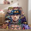 JoJo's Bizarre Adventure Print Flannel Blanket, Cartoon Themed Bedding for Sofa, Cozy Home Decor, Travel Picnic Throw_LIAN