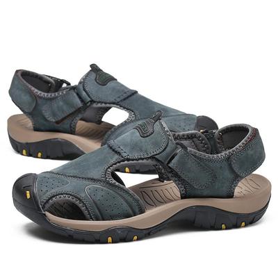 Sommer-Herrensandalen in Übergröße, atmungsaktiv, echtes Leder, Outdoor-Sandalen, lässige Strandsandalen