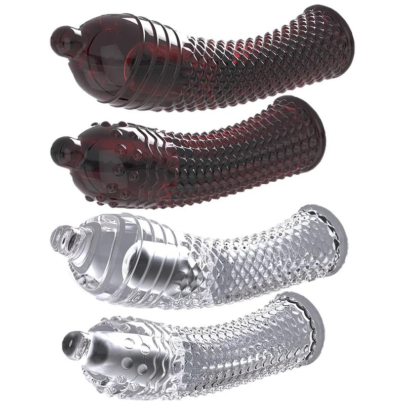 Penishülle in S/L-Größe, verlängert 5/7 cm, wiederverwendbares Kondom, verzögerte Ejakulation, Penisvergrößerung, Sexspielzeug für Männer und Paare