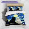 3PC Custom Name Night Sky Cats Bedding Set Printed Bedding Set Duvet Cover Closure Includes 1 Duvet Cover & 2 Pillowcases for All Seasons Bedroom