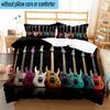 Guitar Collection Diversity 3pcs Bedding,Including 1pc Duvet Cover And 2pcs Pillowcases Perfect for Christmas,Ideal for Bedroom, Dormitory