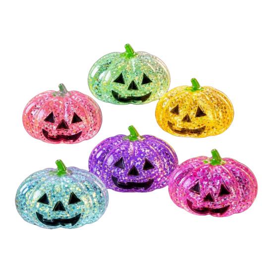 Anxiety Relief Ball Halloween Pumpkin Stress Toy, Spooky Head Squeeze Sensory Clear Glitter Sugar Ball, Party Favors TPR