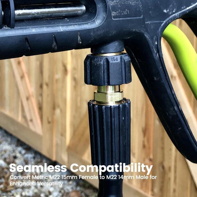 Pressure Washer Adapter M22 15mm Female to M22 14mm Male Fitting Quick Connect to Power Washer Coupler Accessories for Hose/Gun
