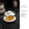 Chinese Hand-Painted Gaiwan Tea Set with Borosilicate Glass and Mutton Fat Jade White Porcelain