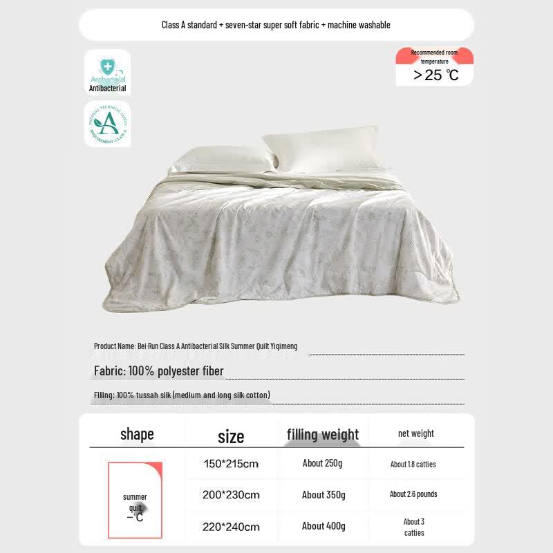 LOVO 100% Tussah Silk Antibacterial Summer Quilt