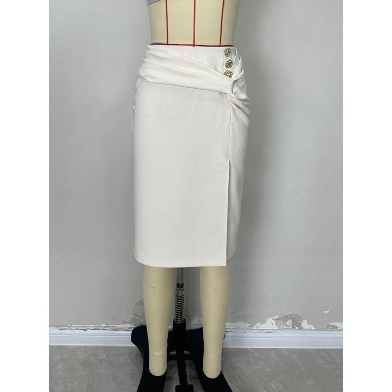 Western Style Fashion Elegant Summer Skirt Split Button All-Match Slim fit Women clothes Skirt Split Skirt