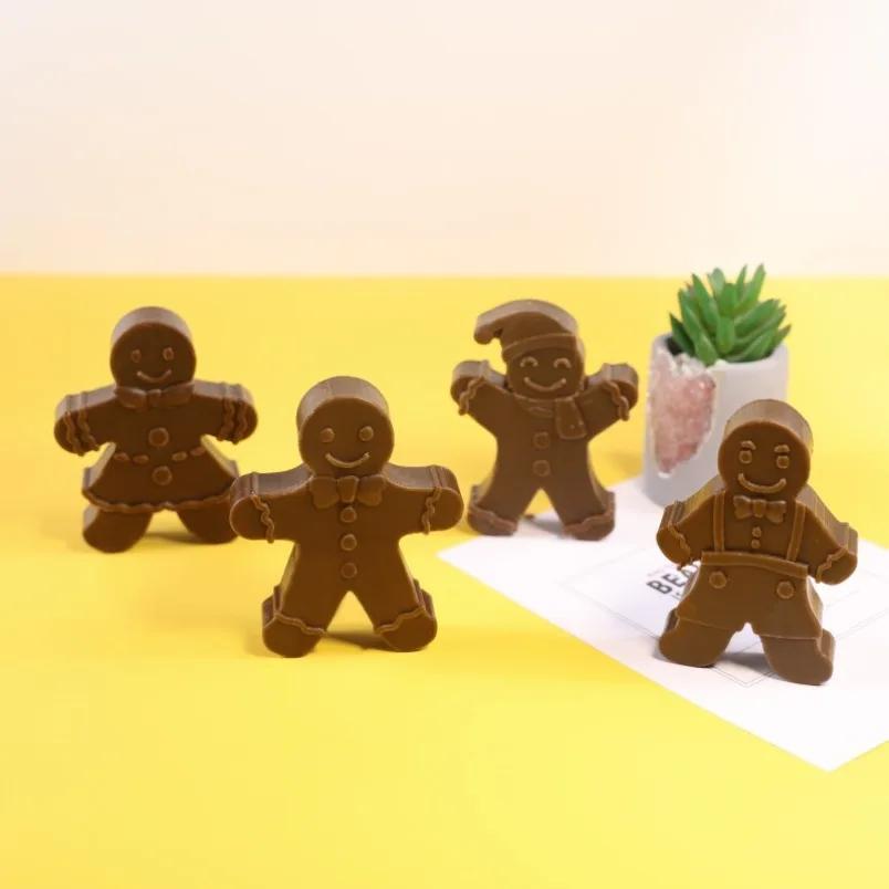 3D Smile Gingerbread Man Silicone Candle Mold DIY Christmas Gift Making Tools Handmade Soap Gypsum Resin Crafts Molds Home Decor