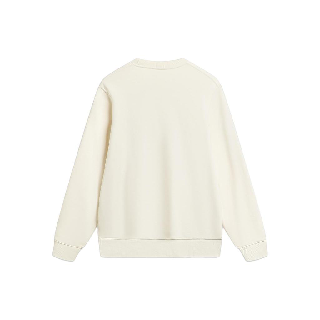 Li Ning Sports Lifestyle Series Chinese Character Round Neck Pullover Sweatshirt Men Sweatshirt Off-White AWDTE31-1