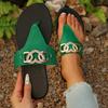 Fashion Fashion Metal Decor Summer Flip Flops for Women Lightweight Clip Toe Flat Sandals Woman Comfortable Non Slip Beach Slippers 2025