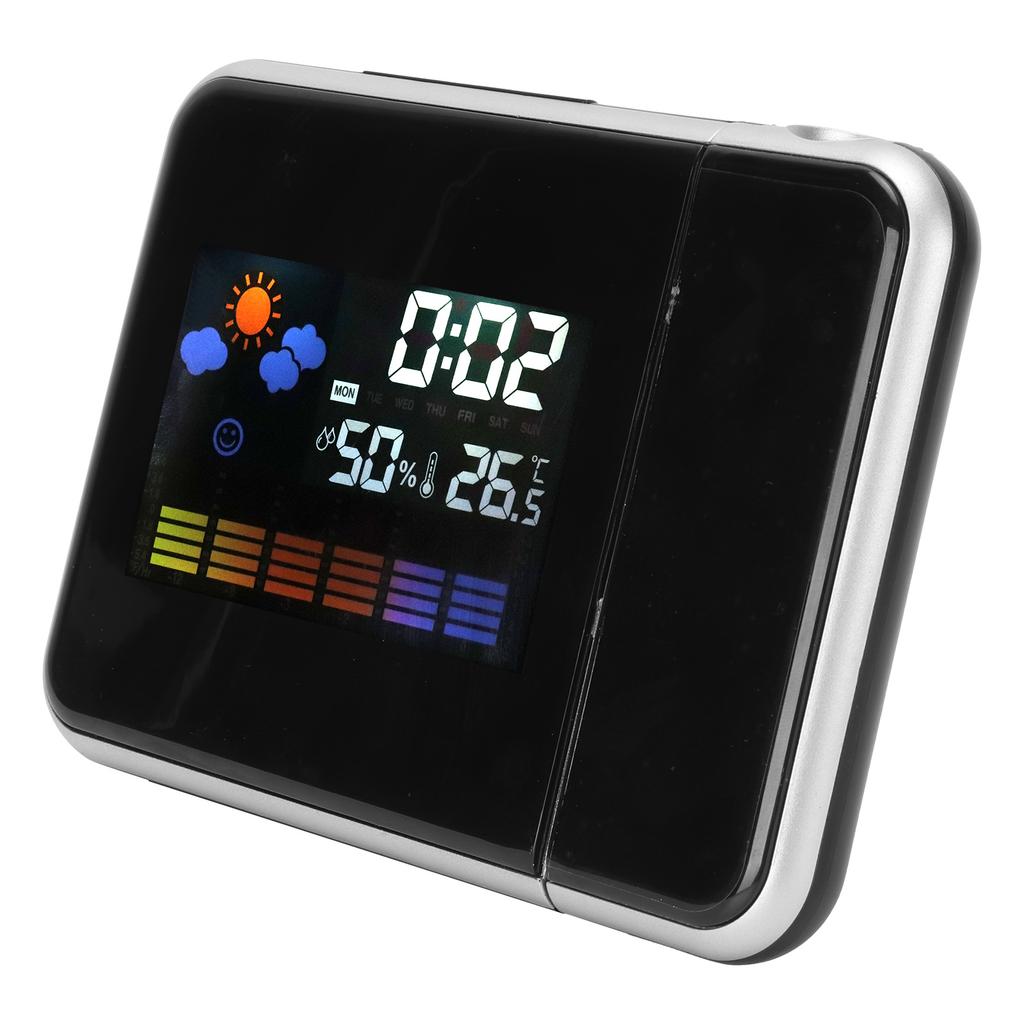 Indoor Projection LED Clock Thermometer Hygrometer Wther Forecast Snooze Perpetual Calendar