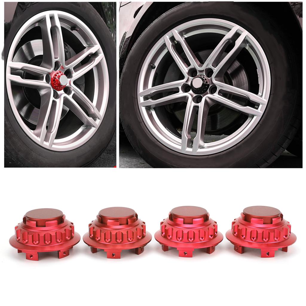 4pcs 3in Wheel Center Hub Caps Aluminum Alloy Covers 7PP601149A Replacement AccessoryRed