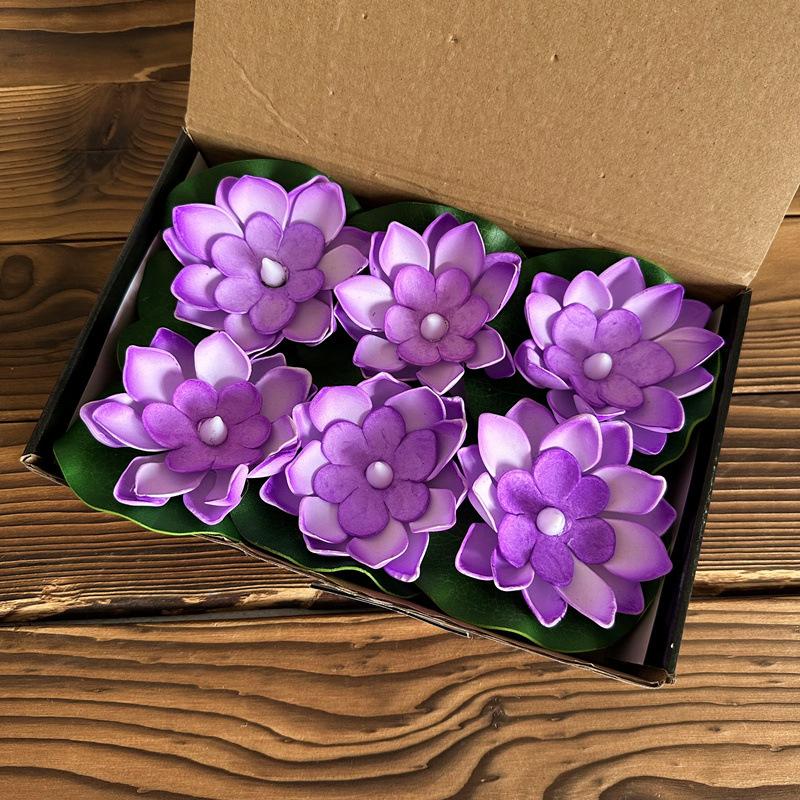 6PCS LED Lotus Night Lamp Floating Water Sensor Flower Lamp Garden Fish Tank Decor Festive Party Accessories Wishing Lotus Light