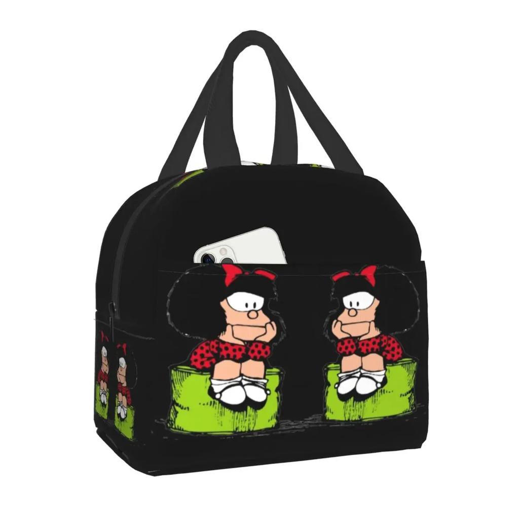 Mafalda Portable Lunch Box Quino Comic Cooler Thermal Food Insulated Lunch Bag For Women Kids School Children Multifunction Bags
