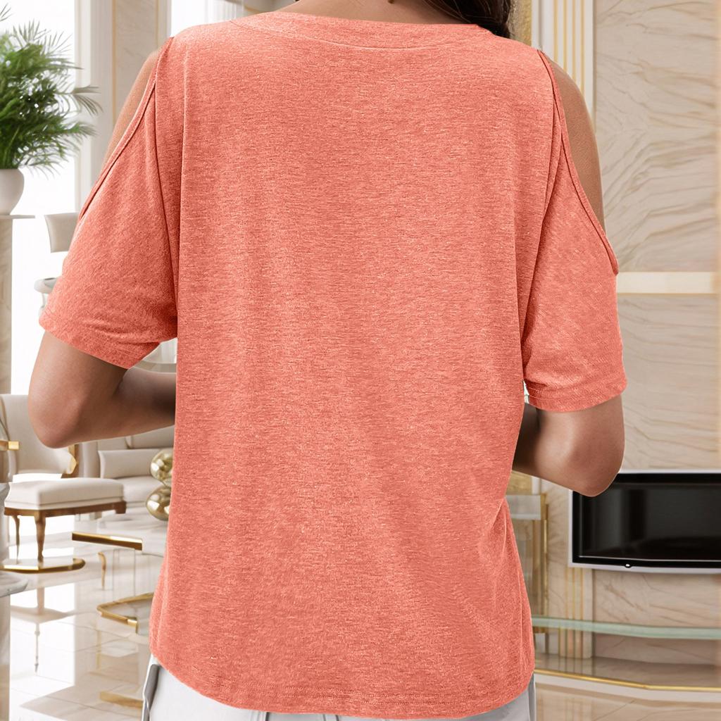 Women's Solid Color Round Neck Short Sleeved Top