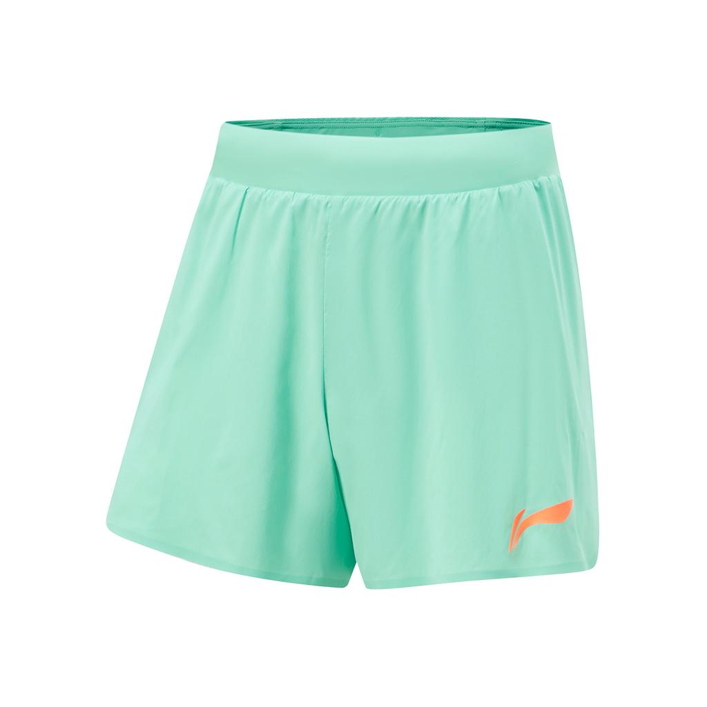 Li Ning Running Series Solid Color Logo Mid Waist Quick Dry Straight Leg Sports Shorts Men Shorts Mint-Green AKSU003-6