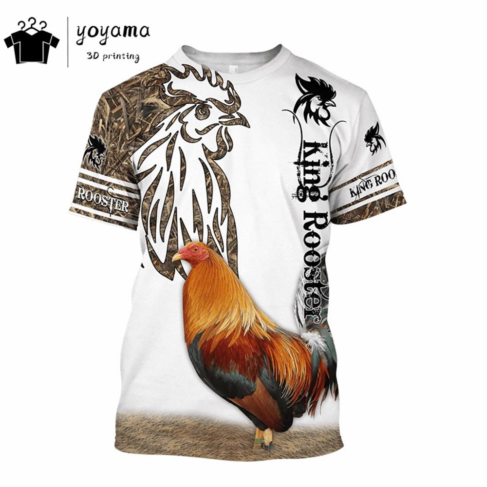 Rooster Pattern Print Tee Shirt Men Streetwear Short Sleeve Tee Men Rooster Print Clothes 3D Print Men's Summer Clothes T-shirt