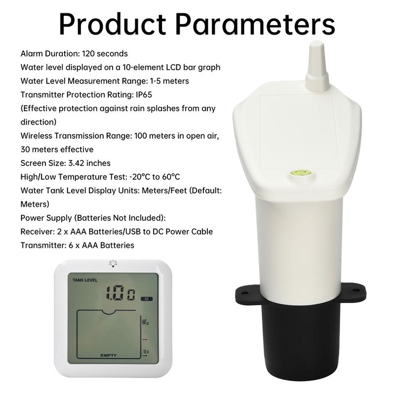 Wireless Liquid Level Sensor High-Precision Ultrasonic Water Level Sensor Liquid Level Monitoring High/Low Liquid Level Alarm