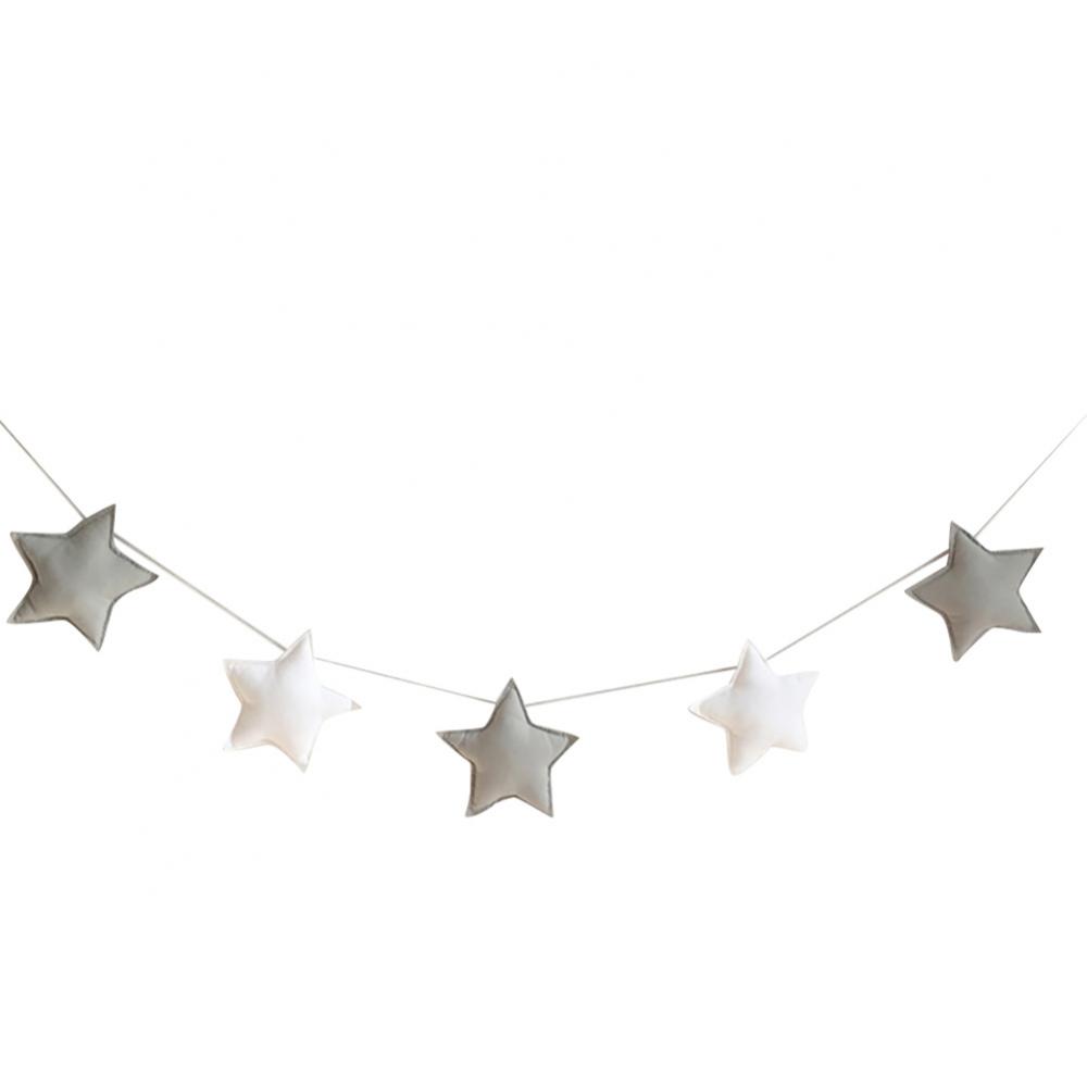 Cute Nordic 5Pcs Stars Hanging Ornaments Banner Bunting Party Kid Bed Room Decor