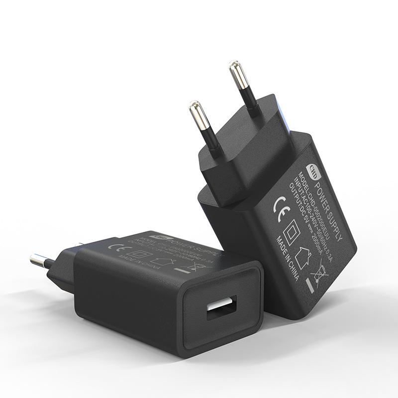 5V2A CE Certified European Charger USB Interface for EU/Italy/France/Russia/Germany 5V1A Charging Head