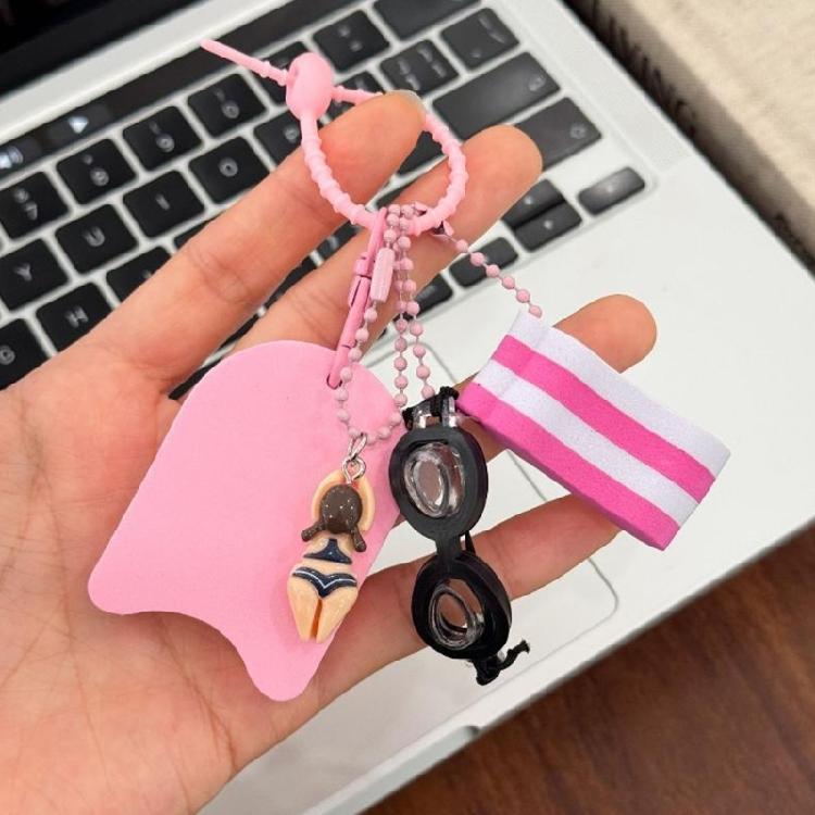 Swimmer Accessory Keychain Charm with Mini Pool Inspired Details, Bag Hanging Accent for Daily Carry and Key Storage