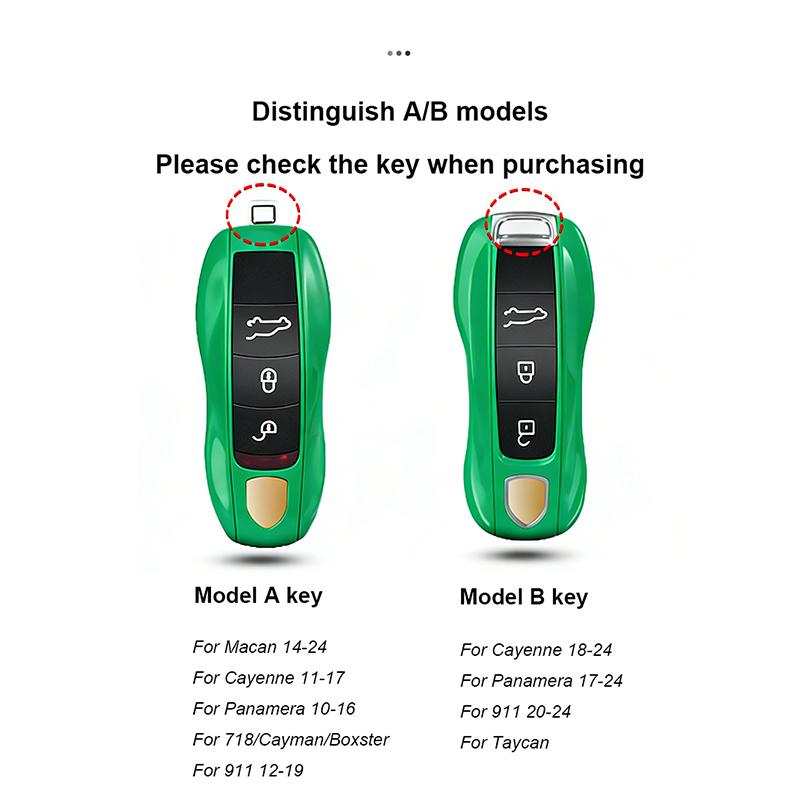 Car Remote Key Fob Shell Cover Python Green For Porsche Porsche Panamera Cayenne Taycan 711 918 Macan Boxster Cayman Key Case