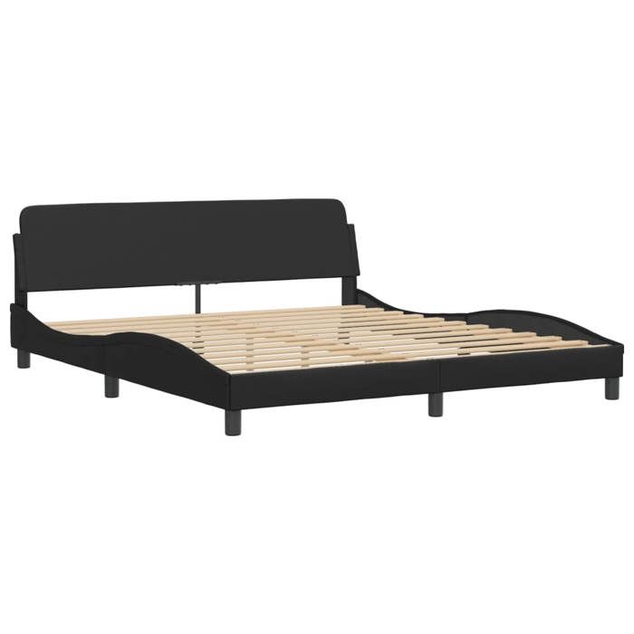 VidaXL Bed Frames with Headboard, Upholstered Bed with Slatted Base, Double Bed with Bedroom Footboard, Black 373238