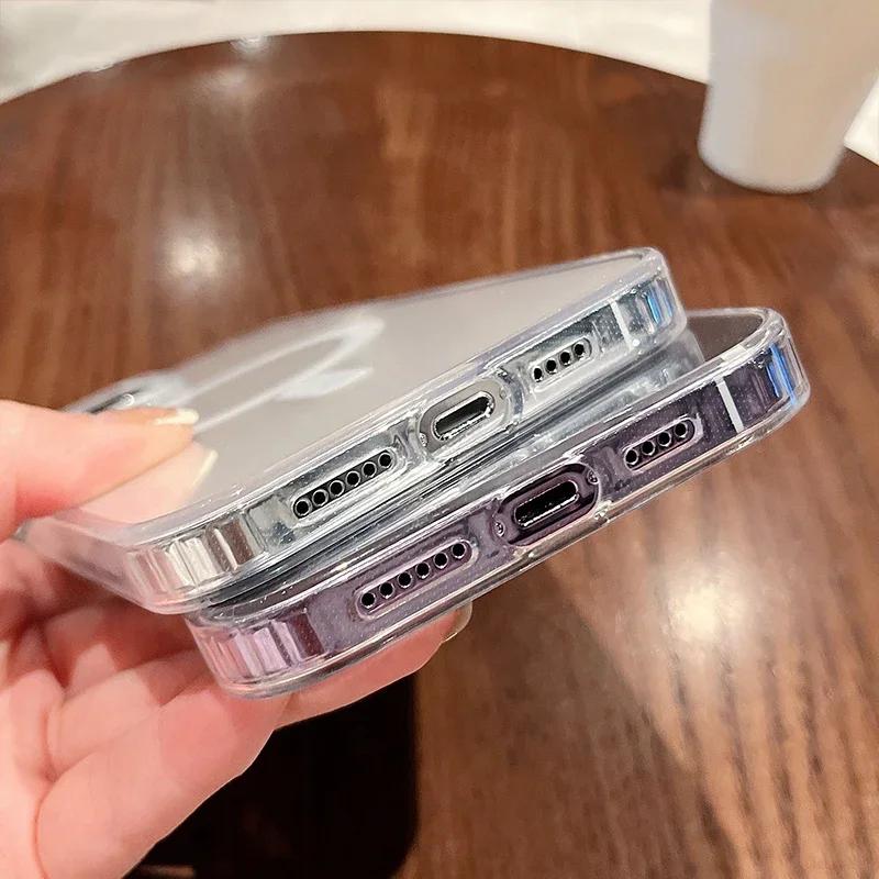 For Magesafe Magnetic Transparent Wireless Charge Case For iPhone 16 14 15 12 13 Pro Max 11 Plus X XS Shockproof Acrylic Cover