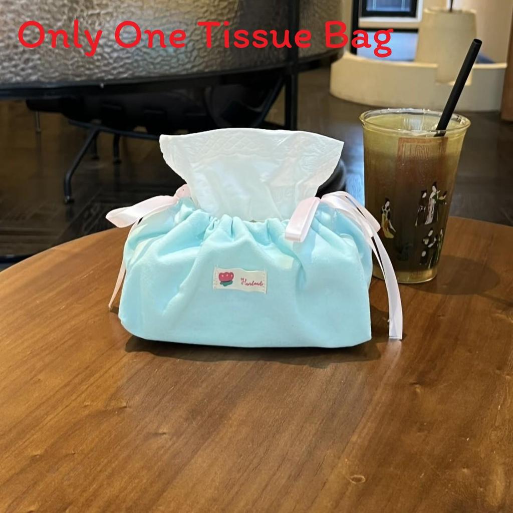 Style Floral Cloth Tissue Box Cover With Drawstring Organizer For Car And Home Decor