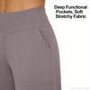Pantaloni Casual a Vita Alta Gamba Dritta Tasche Ampie Pantaloni Yoga Donna Vestibilità Rilassata Pantaloni Sportivi