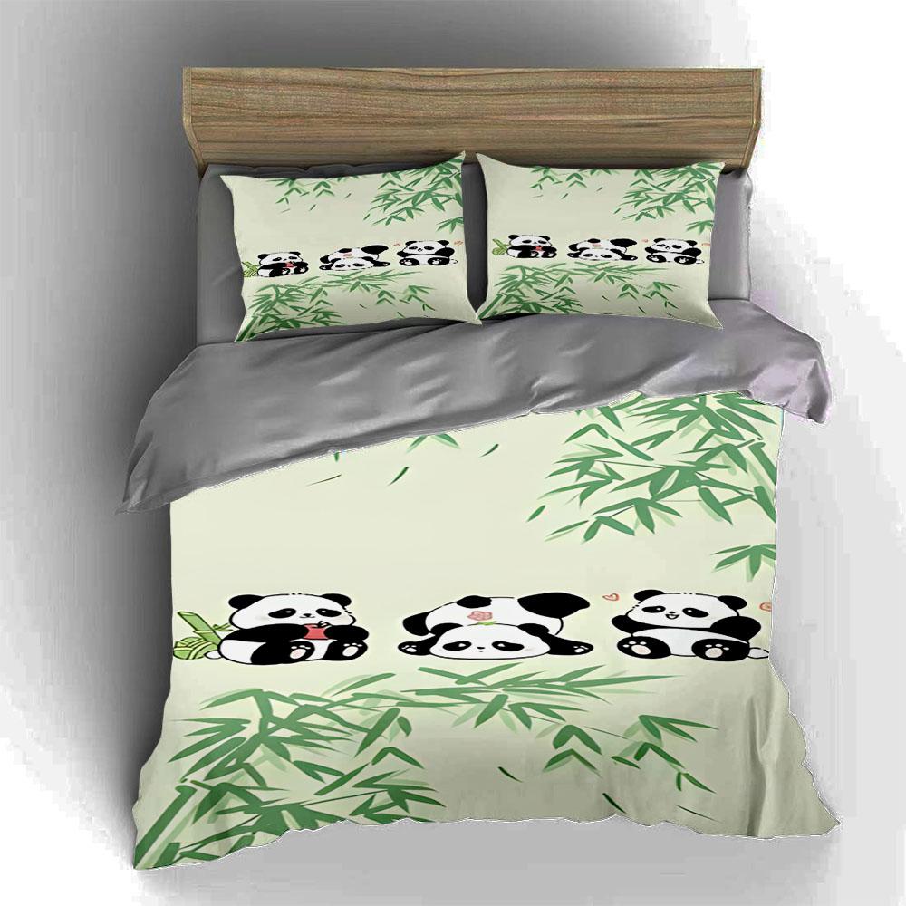 Pandas and Bamboo. Bedding Duvet Cover Sets Duvet Covers Pillowcases Gifts (1 * Duvet Cover 2 * Pillowcases, Without Duvet Insert)