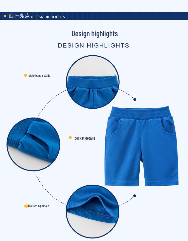 Children's Solid Color Mid-Length Summer Shorts for Boys