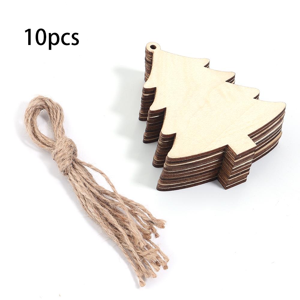 Wooden Christmas Hanging Ornaments Snowman Snowflake Bell shaped Pendant For DIY Craft Home New Year Christmas Tree Decoration