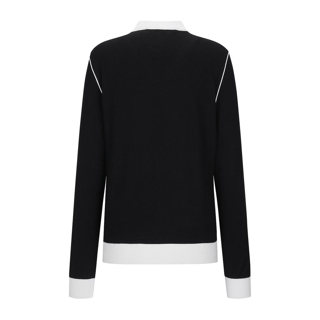 SUPERIOR Women'S Color Block Round Sweater Black (Iw0Drd30139)