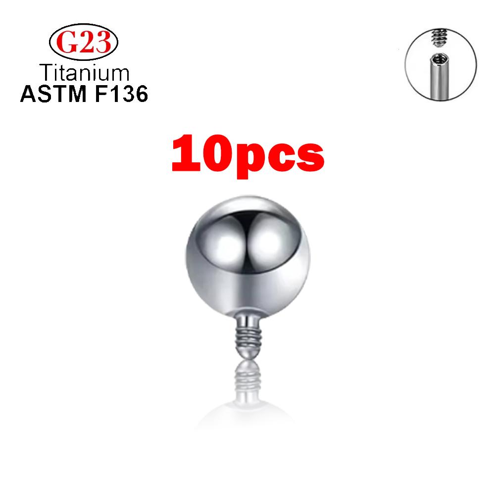 10/50Pcs ASTM F136 Titanium Ball 3/4mm for 16G Internal Threaded Barbell Mirror Polished Body Piercing Jewelry Wholesales (16G)0.9x3mm
