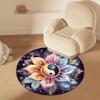 Tai Chi Yin Yang Lotus Round Rug, Colorful Non-Slip Fade-Resistant Circular Carpet for Bedroom and Living Room Decor