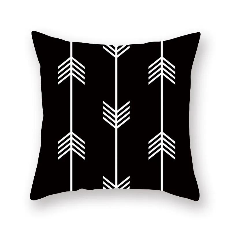 Black White Geometric Pattern Cushion Cover Polyester Sofa  Upholstery Pillowcase Home Decor