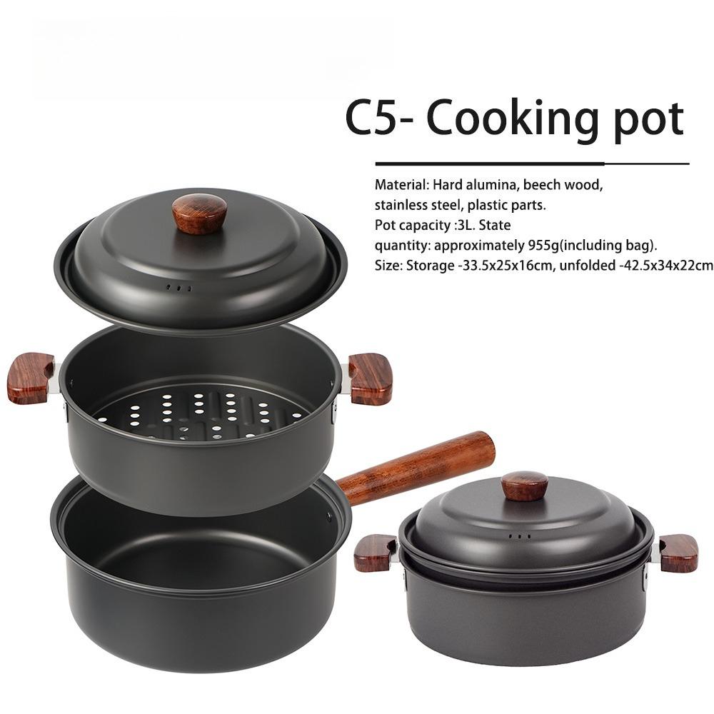 Camping Cookware Set 3L Portable All-in-One Kit for Outdoor Cooking Boiling & Steaming