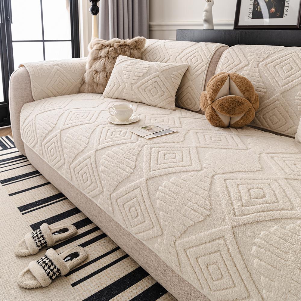 Husa de pernă de pluș căptușită pentru canapea pentru sufragerie Husa de protecție pentru canapea Husa de șezut pentru canapea Jacquard Anti-alunecare pentru iarnă