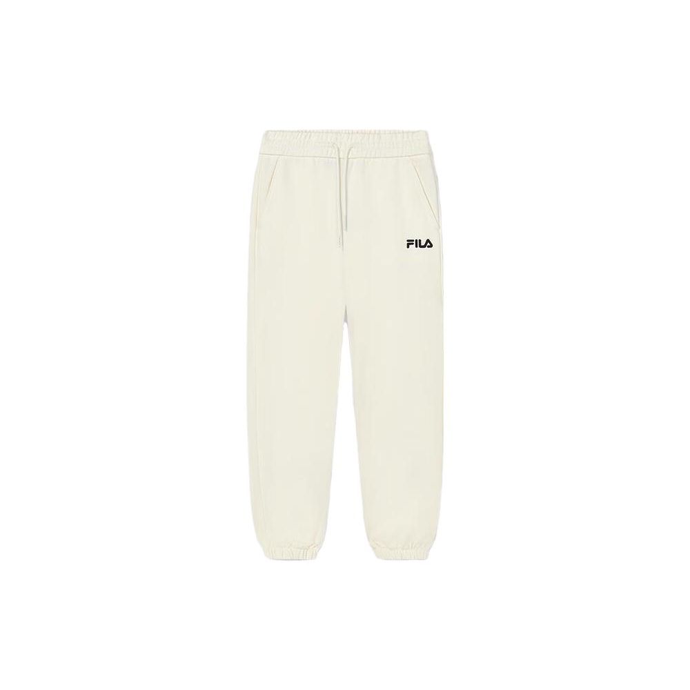 Fila Logo Print Elastic Waistband Cuffed Knit Sports Pants Women Pants Milk-White F51W339699F-IV