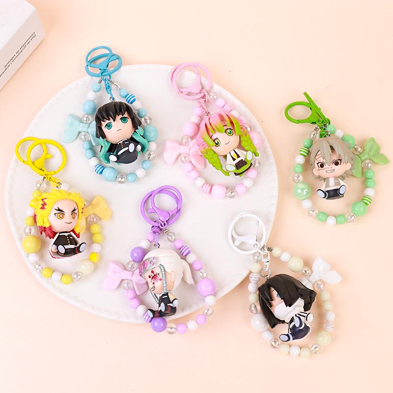 Demon Slayer Trendy Keychains: Cartoon Car Keychains & Bag Pendants