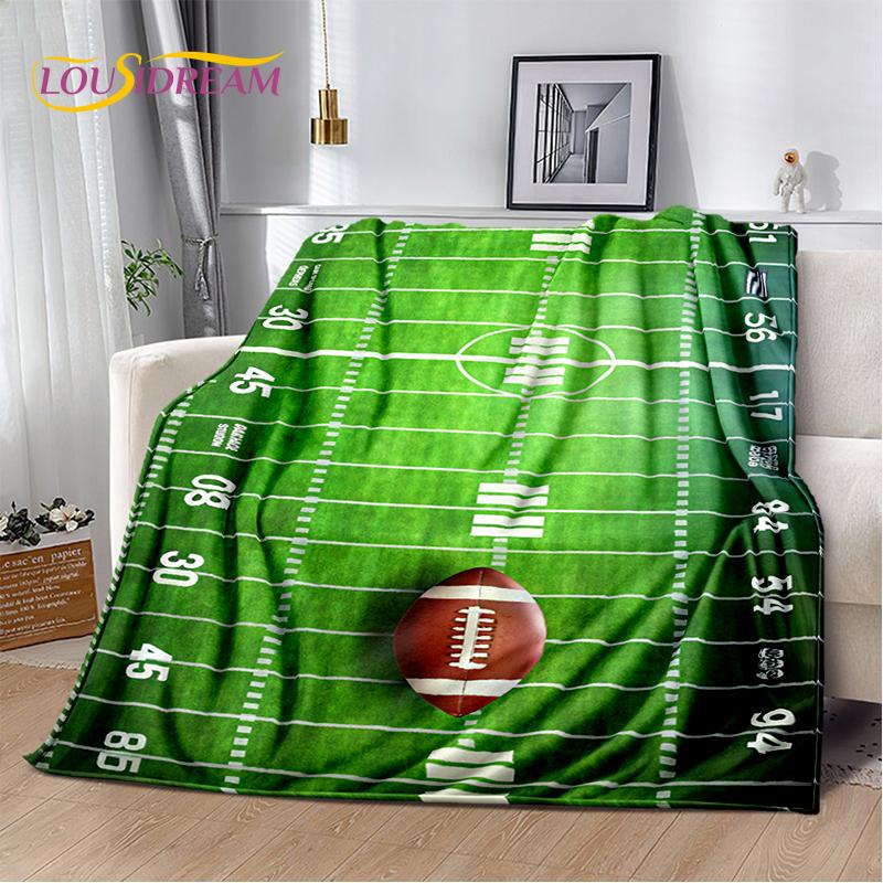 2025 Rugbyfeld Rugby American Football Cartoon Weiche Decke, Weiche Überwurfdecke für Zuhause Schlafzimmer Bett Sofa Reiseabdeckung Kind