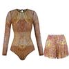 Swimsuit Women's Long Sleeve Sunscreen Swimsuit European and American Short Skirt Set Bikini