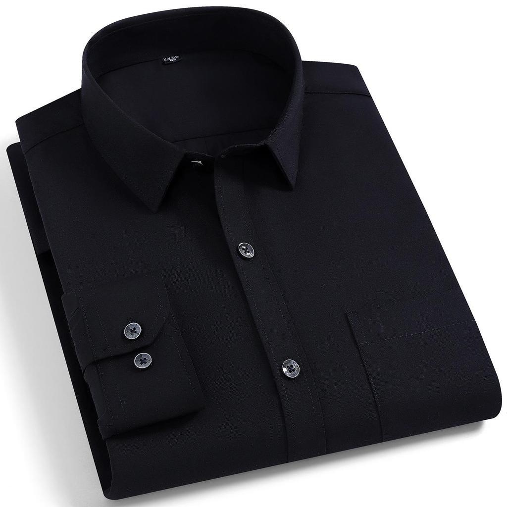 Quality Stretch Men Shirt Viscose Fiber Long Sleeve Anti-wrinkle Non-ironing Regular Fit  Casual Business Office Stretch Shirt