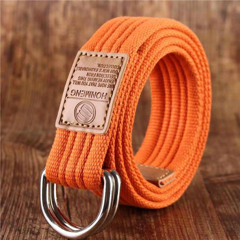 Korean Style Unisex Canvas Belt: 19 Colors, Double Ring Buckle, Casual & Business Design