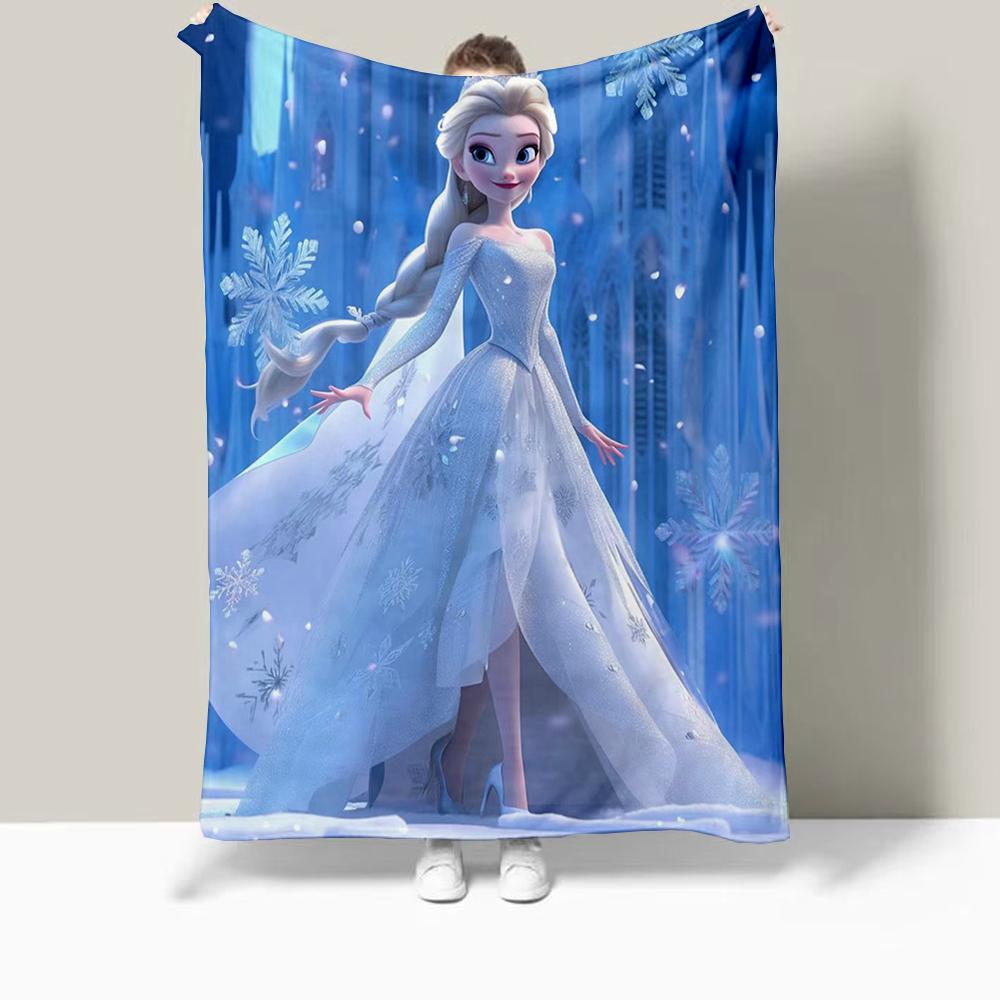 Frozen Elsa Cartoon Printed Blanket Oversized Bedding Sofa Soft Travel Warm Flannel Bedroom Blanket Children Girls Gift
