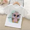 Summer Clothes for Children Owl Cartoon Print T-Shirt Baby Short Sleeve Top Kids Thin Section Wear