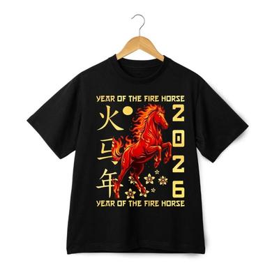 Year of the Fire Horse 2026 T Shirt – Chinese Zodiac Lunar New Year Graphic Tee