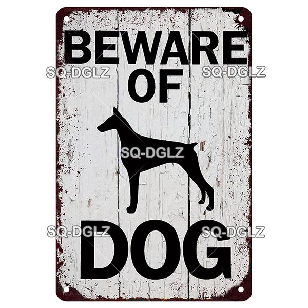 Warning Vintage Metal Sign Beware of Dog Tin Sign Shop Metal Plaque Decoration Plate Decor For Pub Bar Wall Decor Poster Gift