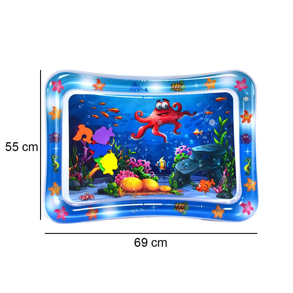 Inflatable Baby Water Mat PVC Marine Animal Water Mat Double Edge Animal Water Mat Foldable for Infants Toddlers for Activity
